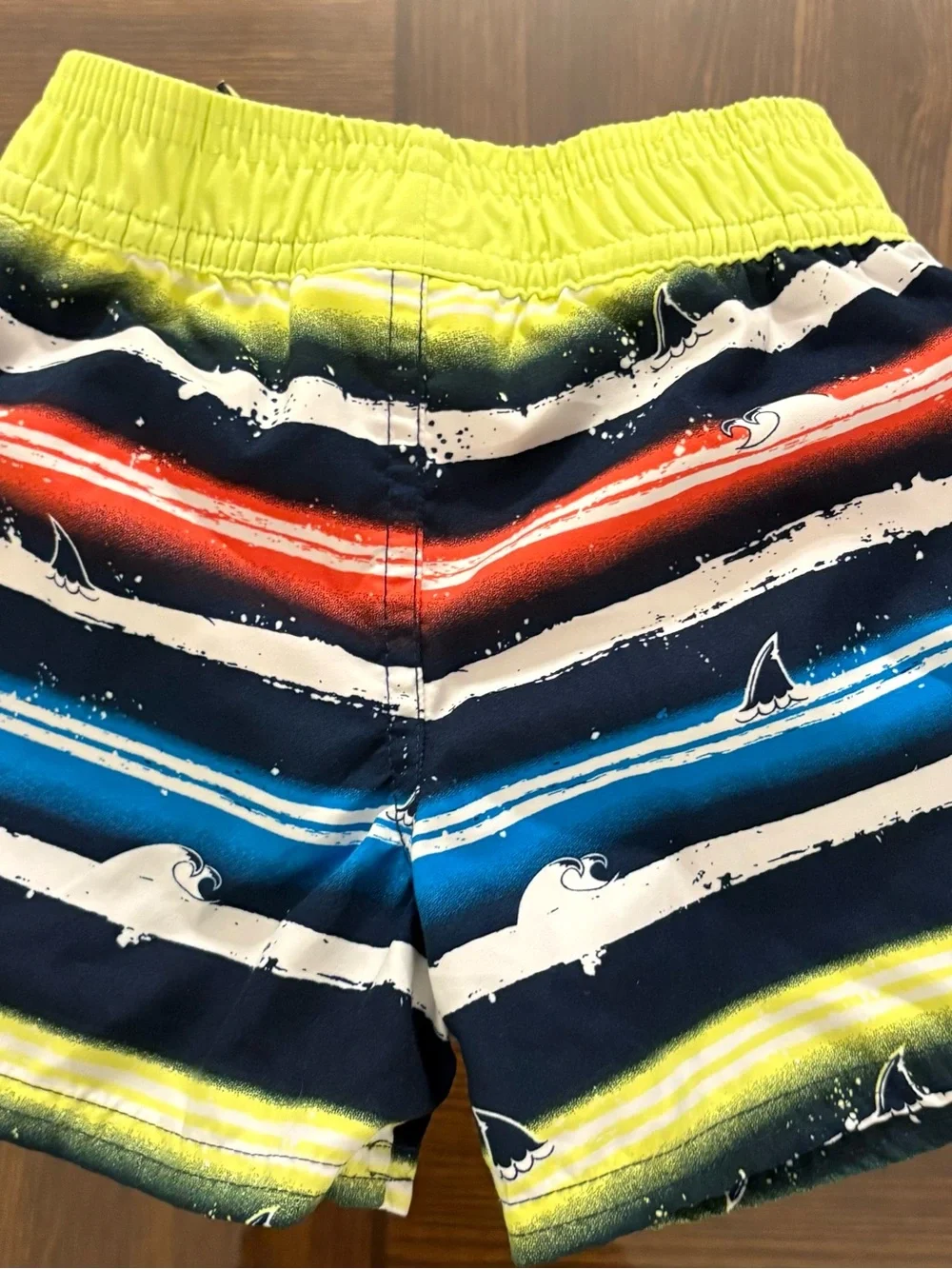 Floatimini Boys 2T Shark Striped Swim Trunks Elastic Waist Drawstring Polyester